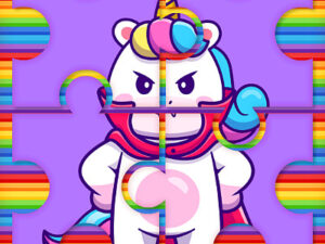 Play cute rainbow unicorn puzzles free game
