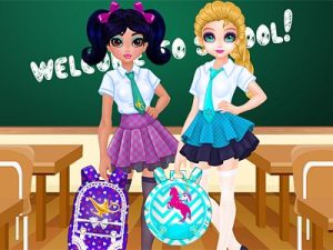 Play jasmine and elsa school bag design contest free game