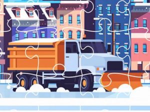 Play snow plow trucks jigsaw free game